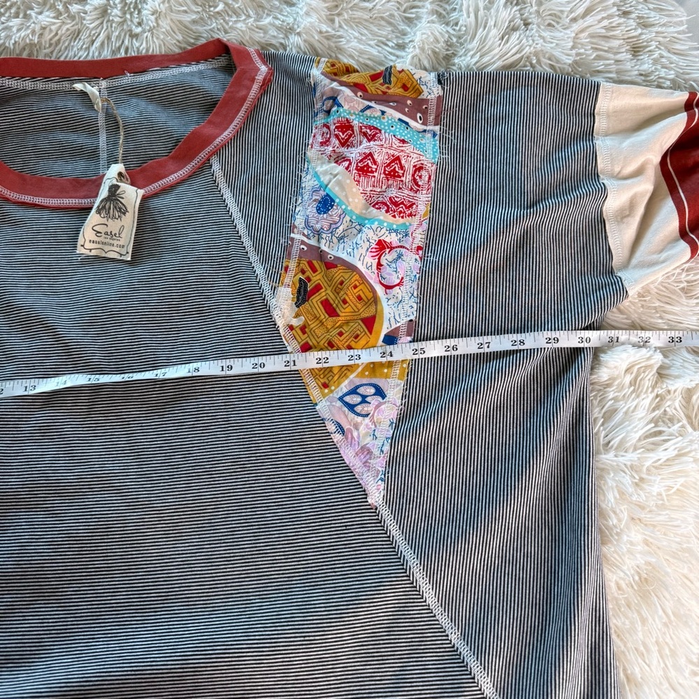 NWT Easel Oversized Boho Britt Patchwork Top Size… - image 9